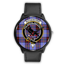 Load image into Gallery viewer, Rutherford Clans ,Black Metal Mesh watch, leather steel watch, tartan watch, tartan watches, clan watch, scotland watch, merry christmas, cyber Monday, halloween, black Friday
