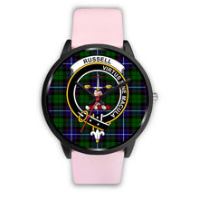 Load image into Gallery viewer, Russell Clans ,Silver Metal Link watch, leather steel watch, tartan watch, tartan watches, clan watch, scotland watch, merry christmas, cyber Monday, halloween, black Friday