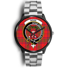 Load image into Gallery viewer, Ross Modern Clans ,Black Metal Link watch, leather steel watch, tartan watch, tartan watches, clan watch, scotland watch, merry christmas, cyber Monday, halloween, black Friday