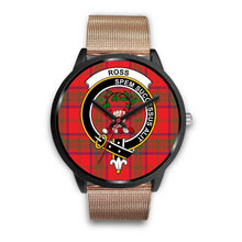 Load image into Gallery viewer, Ross Modern Clans ,Brown Leather watch, leather steel watch, tartan watch, tartan watches, clan watch, scotland watch, merry christmas, cyber Monday, halloween, black Friday