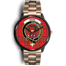 Load image into Gallery viewer, Ross Modern Clans ,Black Leather watch, leather steel watch, tartan watch, tartan watches, clan watch, scotland watch, merry christmas, cyber Monday, halloween, black Friday