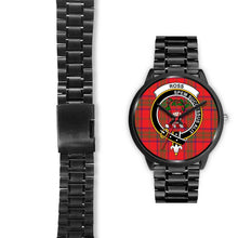 Load image into Gallery viewer, Ross Modern Clans ,Black Leather watch, leather steel watch, tartan watch, tartan watches, clan watch, scotland watch, merry christmas, cyber Monday, halloween, black Friday