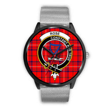 Load image into Gallery viewer, Rose Clans ,Rose Gold Metal Link watch, leather steel watch, tartan watch, tartan watches, clan watch, scotland watch, merry christmas, cyber Monday, halloween, black Friday