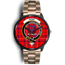 Load image into Gallery viewer, Rose Clans ,Black Leather watch, leather steel watch, tartan watch, tartan watches, clan watch, scotland watch, merry christmas, cyber Monday, halloween, black Friday