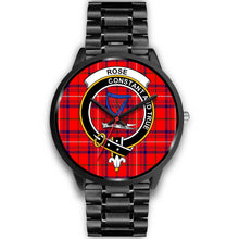 Load image into Gallery viewer, Rose Clans ,Black Metal Link watch, leather steel watch, tartan watch, tartan watches, clan watch, scotland watch, merry christmas, cyber Monday, halloween, black Friday