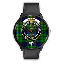 Load image into Gallery viewer, Rollo Clans ,Black Metal Mesh watch, leather steel watch, tartan watch, tartan watches, clan watch, scotland watch, merry christmas, cyber Monday, halloween, black Friday