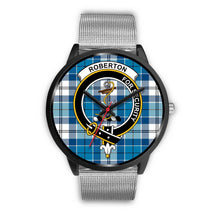 Load image into Gallery viewer, Roberton Clans ,Rose Gold Metal Link watch, leather steel watch, tartan watch, tartan watches, clan watch, scotland watch, merry christmas, cyber Monday, halloween, black Friday