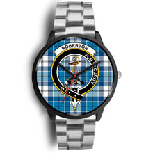 Load image into Gallery viewer, Roberton Clans ,Black Metal Link watch, leather steel watch, tartan watch, tartan watches, clan watch, scotland watch, merry christmas, cyber Monday, halloween, black Friday