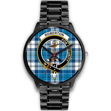 Load image into Gallery viewer, Roberton Clans ,Black Metal Link watch, leather steel watch, tartan watch, tartan watches, clan watch, scotland watch, merry christmas, cyber Monday, halloween, black Friday