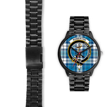 Load image into Gallery viewer, Roberton Clans ,Black Leather watch, leather steel watch, tartan watch, tartan watches, clan watch, scotland watch, merry christmas, cyber Monday, halloween, black Friday