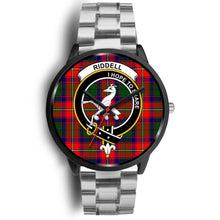 Load image into Gallery viewer, Riddell Clans ,Black Metal Link watch, leather steel watch, tartan watch, tartan watches, clan watch, scotland watch, merry christmas, cyber Monday, halloween, black Friday