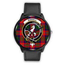 Load image into Gallery viewer, Riddell Clans ,Black Metal Mesh watch, leather steel watch, tartan watch, tartan watches, clan watch, scotland watch, merry christmas, cyber Monday, halloween, black Friday