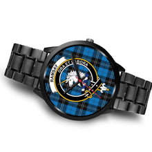 Load image into Gallery viewer, Ramsay Blue Ancient Clans ,Brown Leather watch, leather steel watch, tartan watch, tartan watches, clan watch, scotland watch, merry christmas, cyber Monday, halloween, black Friday