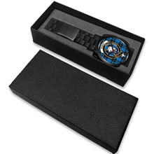 Load image into Gallery viewer, Ramsay Blue Ancient Clans ,White Leather watch, leather steel watch, tartan watch, tartan watches, clan watch, scotland watch, merry christmas, cyber Monday, halloween, black Friday