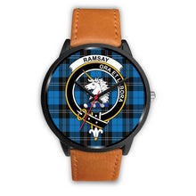 Load image into Gallery viewer, Ramsay Blue Ancient Clans ,Pink Leather watch, leather steel watch, tartan watch, tartan watches, clan watch, scotland watch, merry christmas, cyber Monday, halloween, black Friday