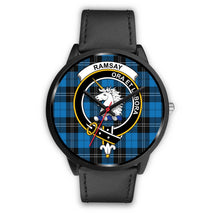 Load image into Gallery viewer, Ramsay Blue Ancient Clans ,Black Metal Mesh watch, leather steel watch, tartan watch, tartan watches, clan watch, scotland watch, merry christmas, cyber Monday, halloween, black Friday