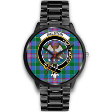Load image into Gallery viewer, Ralston Clans ,Black Metal Link watch, leather steel watch, tartan watch, tartan watches, clan watch, scotland watch, merry christmas, cyber Monday, halloween, black Friday