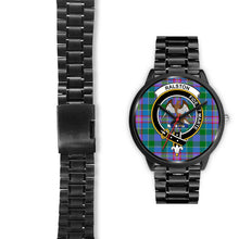Load image into Gallery viewer, Ralston Clans ,Black Leather watch, leather steel watch, tartan watch, tartan watches, clan watch, scotland watch, merry christmas, cyber Monday, halloween, black Friday
