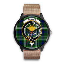Load image into Gallery viewer, Purves Clans ,Brown Leather watch, leather steel watch, tartan watch, tartan watches, clan watch, scotland watch, merry christmas, cyber Monday, halloween, black Friday