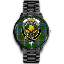 Load image into Gallery viewer, Pringle Clans ,Black Metal Link watch, leather steel watch, tartan watch, tartan watches, clan watch, scotland watch, merry christmas, cyber Monday, halloween, black Friday