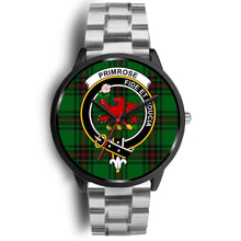 Load image into Gallery viewer, Primrose Clans ,Black Metal Link watch, leather steel watch, tartan watch, tartan watches, clan watch, scotland watch, merry christmas, cyber Monday, halloween, black Friday