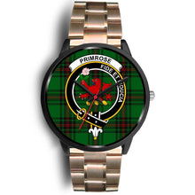 Load image into Gallery viewer, Primrose Clans ,Black Leather watch, leather steel watch, tartan watch, tartan watches, clan watch, scotland watch, merry christmas, cyber Monday, halloween, black Friday