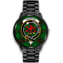 Load image into Gallery viewer, Primrose Clans ,Black Metal Link watch, leather steel watch, tartan watch, tartan watches, clan watch, scotland watch, merry christmas, cyber Monday, halloween, black Friday