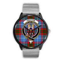 Load image into Gallery viewer, Preston Clans ,Rose Gold Metal Link watch, leather steel watch, tartan watch, tartan watches, clan watch, scotland watch, merry christmas, cyber Monday, halloween, black Friday