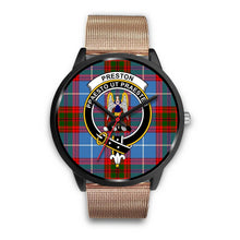 Load image into Gallery viewer, Preston Clans ,Brown Leather watch, leather steel watch, tartan watch, tartan watches, clan watch, scotland watch, merry christmas, cyber Monday, halloween, black Friday