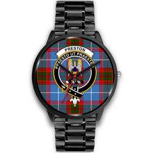 Load image into Gallery viewer, Preston Clans ,Black Metal Link watch, leather steel watch, tartan watch, tartan watches, clan watch, scotland watch, merry christmas, cyber Monday, halloween, black Friday