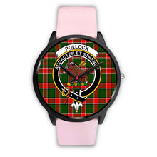 Load image into Gallery viewer, Pollock Modern Clans ,Silver Metal Link watch, leather steel watch, tartan watch, tartan watches, clan watch, scotland watch, merry christmas, cyber Monday, halloween, black Friday