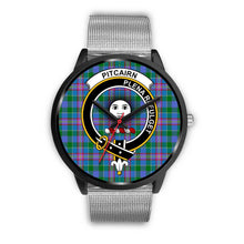 Load image into Gallery viewer, Pitcairn Hunting Clans ,Rose Gold Metal Link watch, leather steel watch, tartan watch, tartan watches, clan watch, scotland watch, merry christmas, cyber Monday, halloween, black Friday