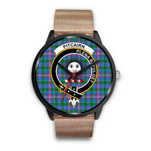 Load image into Gallery viewer, Pitcairn Hunting Clans ,Brown Leather watch, leather steel watch, tartan watch, tartan watches, clan watch, scotland watch, merry christmas, cyber Monday, halloween, black Friday