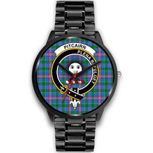 Load image into Gallery viewer, Pitcairn Hunting Clans ,Black Metal Link watch, leather steel watch, tartan watch, tartan watches, clan watch, scotland watch, merry christmas, cyber Monday, halloween, black Friday