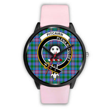 Load image into Gallery viewer, Pitcairn Hunting Clans ,Silver Metal Link watch, leather steel watch, tartan watch, tartan watches, clan watch, scotland watch, merry christmas, cyber Monday, halloween, black Friday