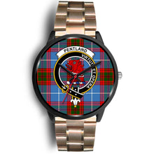 Load image into Gallery viewer, Pentland Clans ,Black Leather watch, leather steel watch, tartan watch, tartan watches, clan watch, scotland watch, merry christmas, cyber Monday, halloween, black Friday
