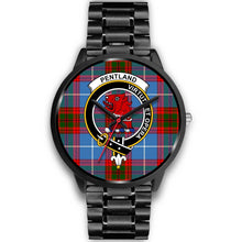 Load image into Gallery viewer, Pentland Clans ,Black Metal Link watch, leather steel watch, tartan watch, tartan watches, clan watch, scotland watch, merry christmas, cyber Monday, halloween, black Friday