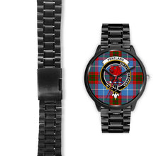 Load image into Gallery viewer, Pentland Clans ,Black Leather watch, leather steel watch, tartan watch, tartan watches, clan watch, scotland watch, merry christmas, cyber Monday, halloween, black Friday