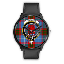 Load image into Gallery viewer, Pentland Clans ,Black Metal Mesh watch, leather steel watch, tartan watch, tartan watches, clan watch, scotland watch, merry christmas, cyber Monday, halloween, black Friday