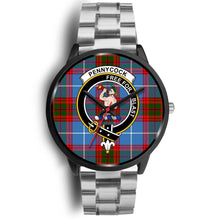 Load image into Gallery viewer, Pennycook Clans ,Black Metal Link watch, leather steel watch, tartan watch, tartan watches, clan watch, scotland watch, merry christmas, cyber Monday, halloween, black Friday
