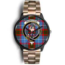 Load image into Gallery viewer, Pennycook Clans ,Black Leather watch, leather steel watch, tartan watch, tartan watches, clan watch, scotland watch, merry christmas, cyber Monday, halloween, black Friday