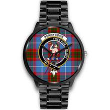 Load image into Gallery viewer, Pennycook Clans ,Black Metal Link watch, leather steel watch, tartan watch, tartan watches, clan watch, scotland watch, merry christmas, cyber Monday, halloween, black Friday