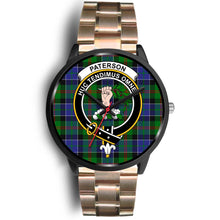 Load image into Gallery viewer, Paterson Clans ,Black Leather watch, leather steel watch, tartan watch, tartan watches, clan watch, scotland watch, merry christmas, cyber Monday, halloween, black Friday