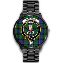 Load image into Gallery viewer, Paterson Clans ,Black Metal Link watch, leather steel watch, tartan watch, tartan watches, clan watch, scotland watch, merry christmas, cyber Monday, halloween, black Friday