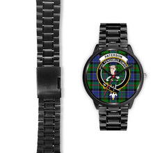 Load image into Gallery viewer, Paterson Clans ,Black Leather watch, leather steel watch, tartan watch, tartan watches, clan watch, scotland watch, merry christmas, cyber Monday, halloween, black Friday
