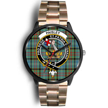 Load image into Gallery viewer, Paisley District Clans ,Black Leather watch, leather steel watch, tartan watch, tartan watches, clan watch, scotland watch, merry christmas, cyber Monday, halloween, black Friday