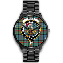 Load image into Gallery viewer, Paisley District Clans ,Black Metal Link watch, leather steel watch, tartan watch, tartan watches, clan watch, scotland watch, merry christmas, cyber Monday, halloween, black Friday