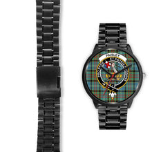 Load image into Gallery viewer, Paisley District Clans ,Black Leather watch, leather steel watch, tartan watch, tartan watches, clan watch, scotland watch, merry christmas, cyber Monday, halloween, black Friday