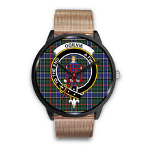 Load image into Gallery viewer, Ogilvie Hunting Modern Clans ,Brown Leather watch, leather steel watch, tartan watch, tartan watches, clan watch, scotland watch, merry christmas, cyber Monday, halloween, black Friday