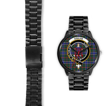 Load image into Gallery viewer, Ogilvie Hunting Modern Clans ,Black Leather watch, leather steel watch, tartan watch, tartan watches, clan watch, scotland watch, merry christmas, cyber Monday, halloween, black Friday